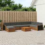 Set vanjskih sofa 9 kom. Prirodna i antracit Smeđa 79 x 79 x 37 cm