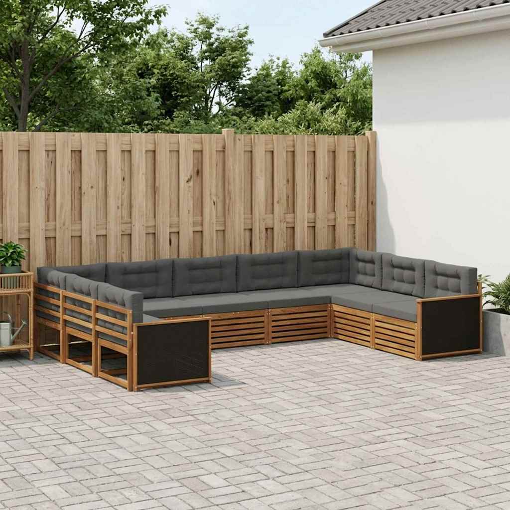 Set vanjskih sofa 9 kom. Prirodna i antracit Smeđa