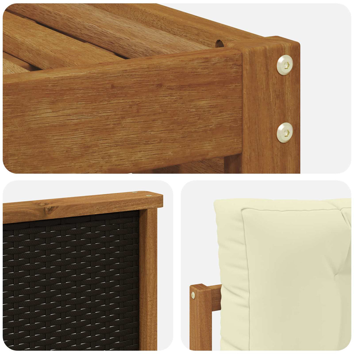 Set vanjskih sofa 10 kom. Prirodna i krem Čvrsto drvo akacije Smeđa