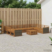 Set vanjskih sofa 10 kom. Prirodna Čvrsto drvo akacije Smeđa