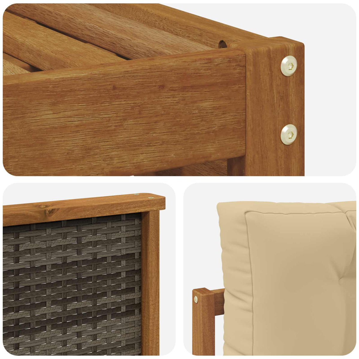 Set vanjskih sofa 10 kom. Prirodna i bež Čvrsto drvo akacije Smeđa
