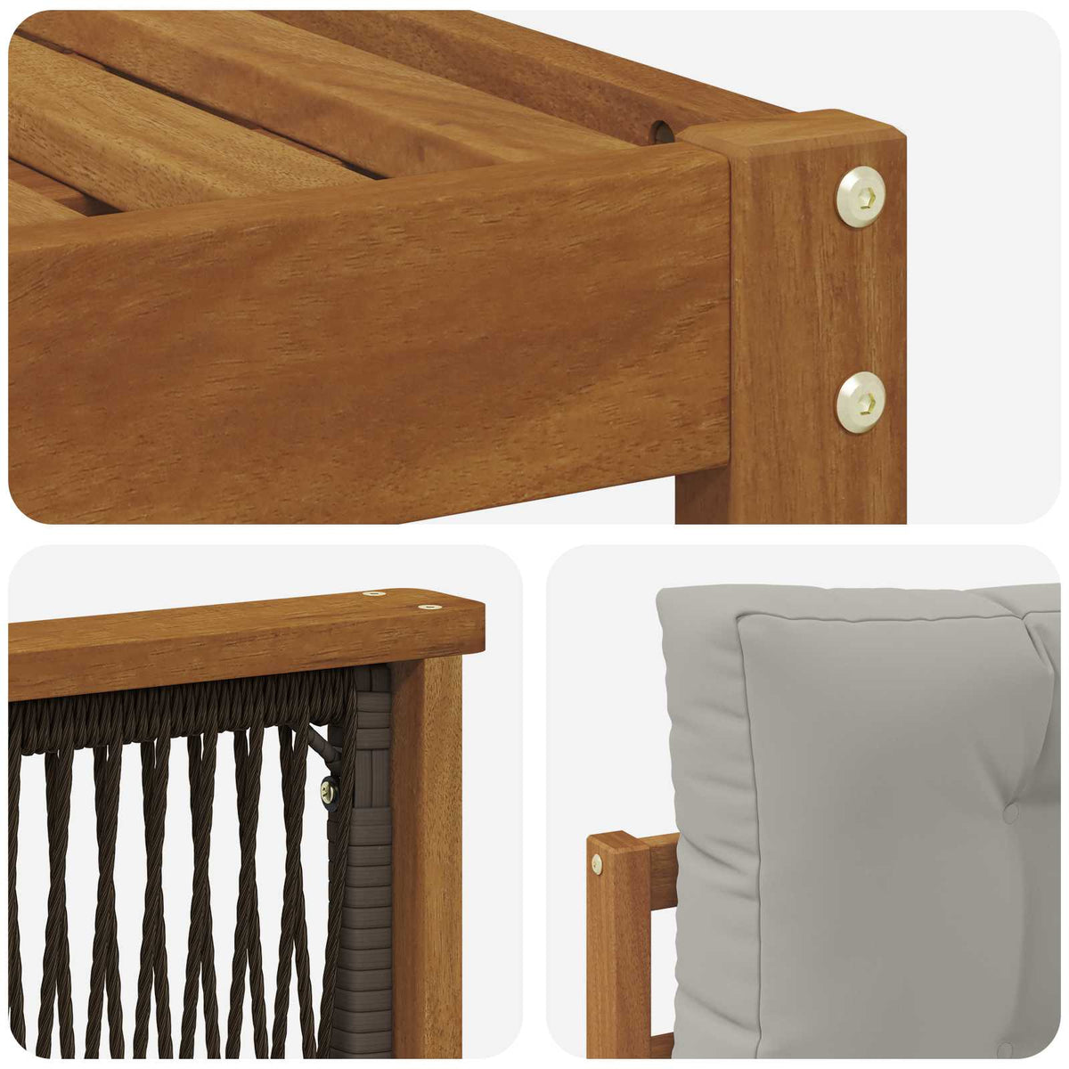 Set vanjskih sofa 10 kom. Prirodna i svjetlosiva Smeđa