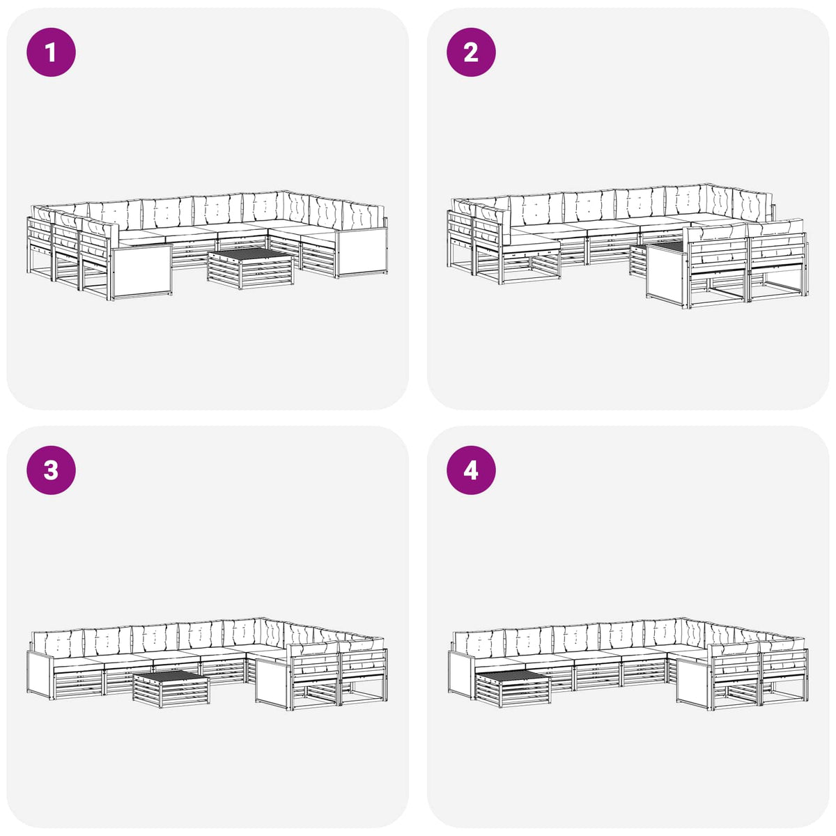 Set vanjskih sofa 10 kom. Prirodna i svjetlosiva Smeđa