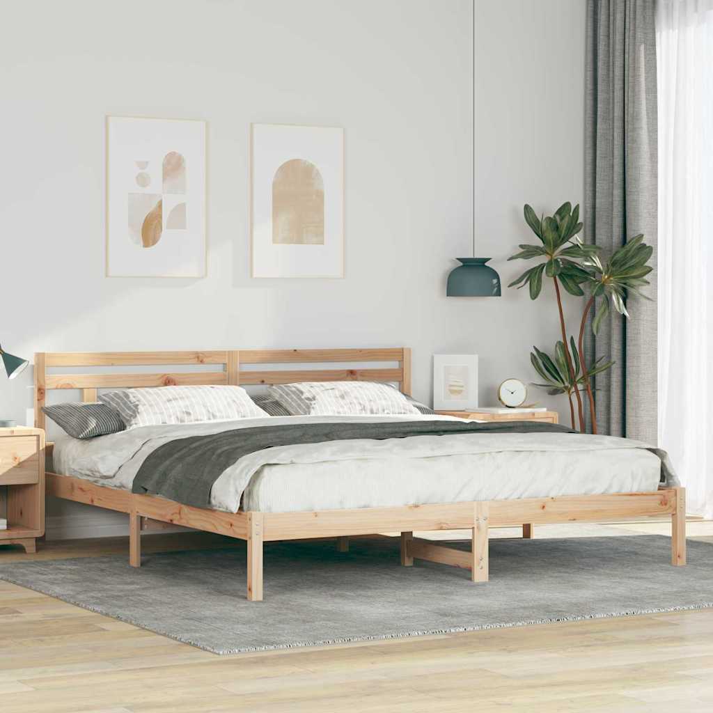 Krevetna konstrukcija Smeđa 200 x 200 cm Čvrsto borovo drvo Bež