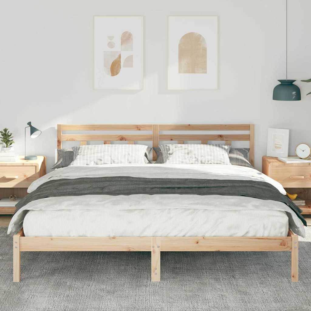 Krevetna konstrukcija Smeđa 200 x 200 cm Čvrsto borovo drvo Bež
