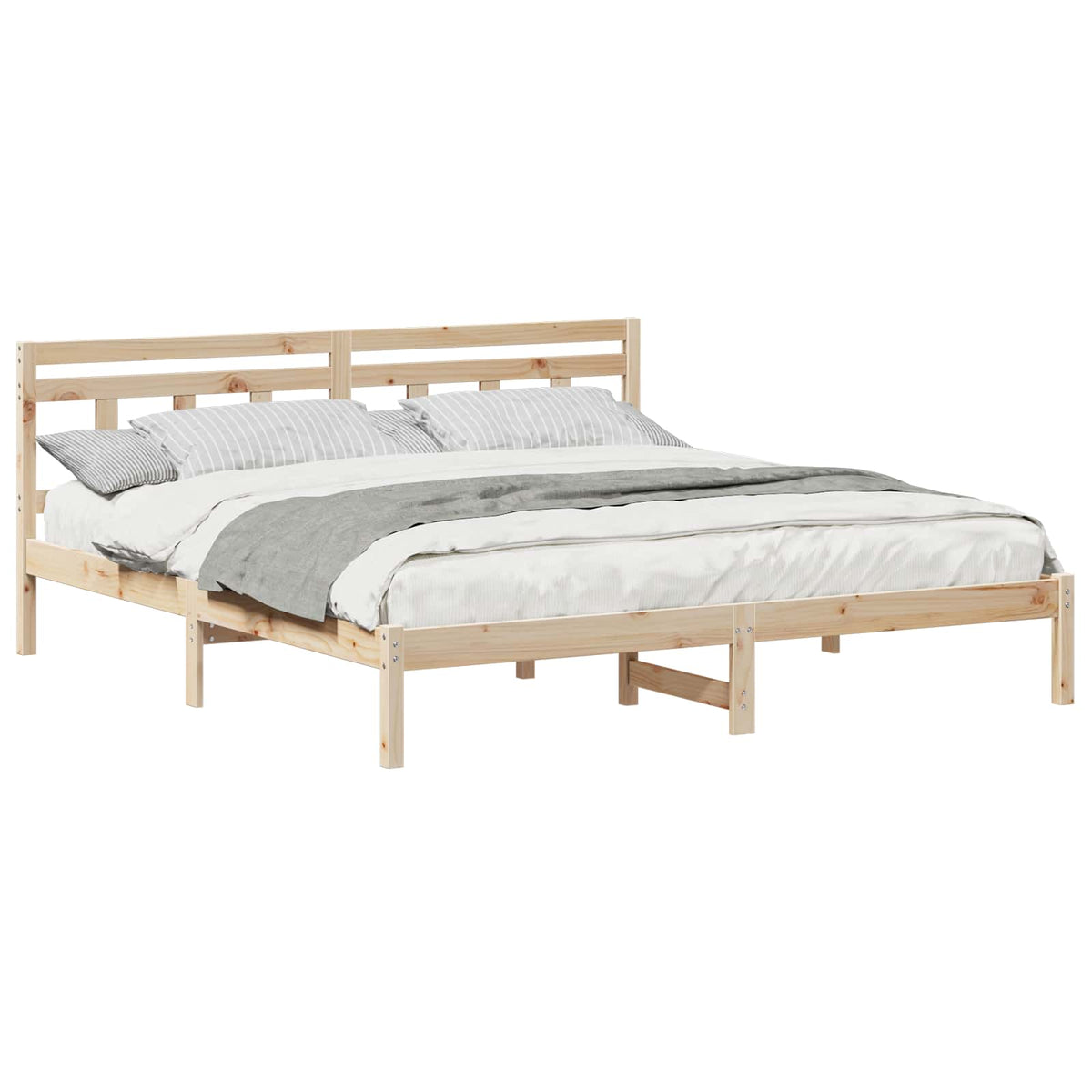 Krevetna konstrukcija Smeđa 200 x 200 cm Čvrsto borovo drvo Bež