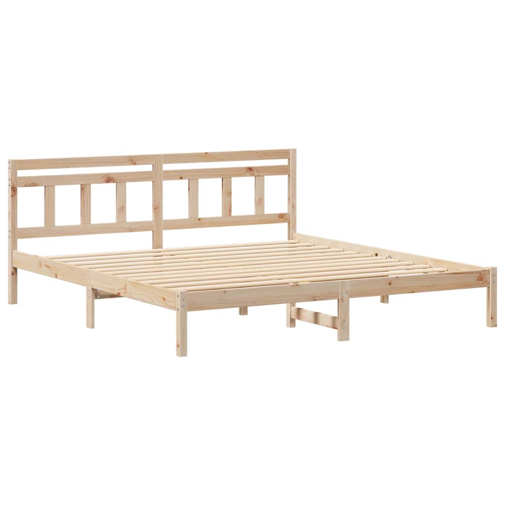 Krevetna konstrukcija Smeđa 200 x 200 cm Čvrsto borovo drvo Bež