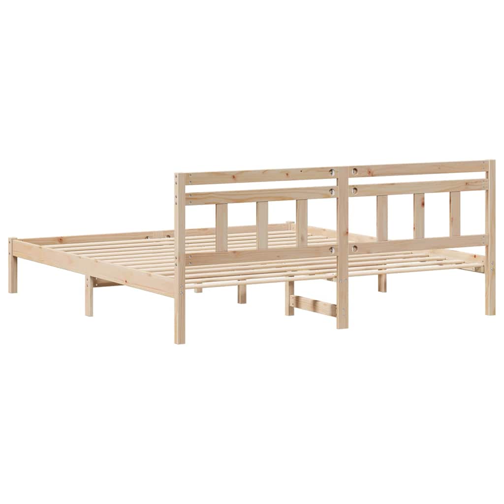Krevetna konstrukcija Smeđa 200 x 200 cm Čvrsto borovo drvo Bež