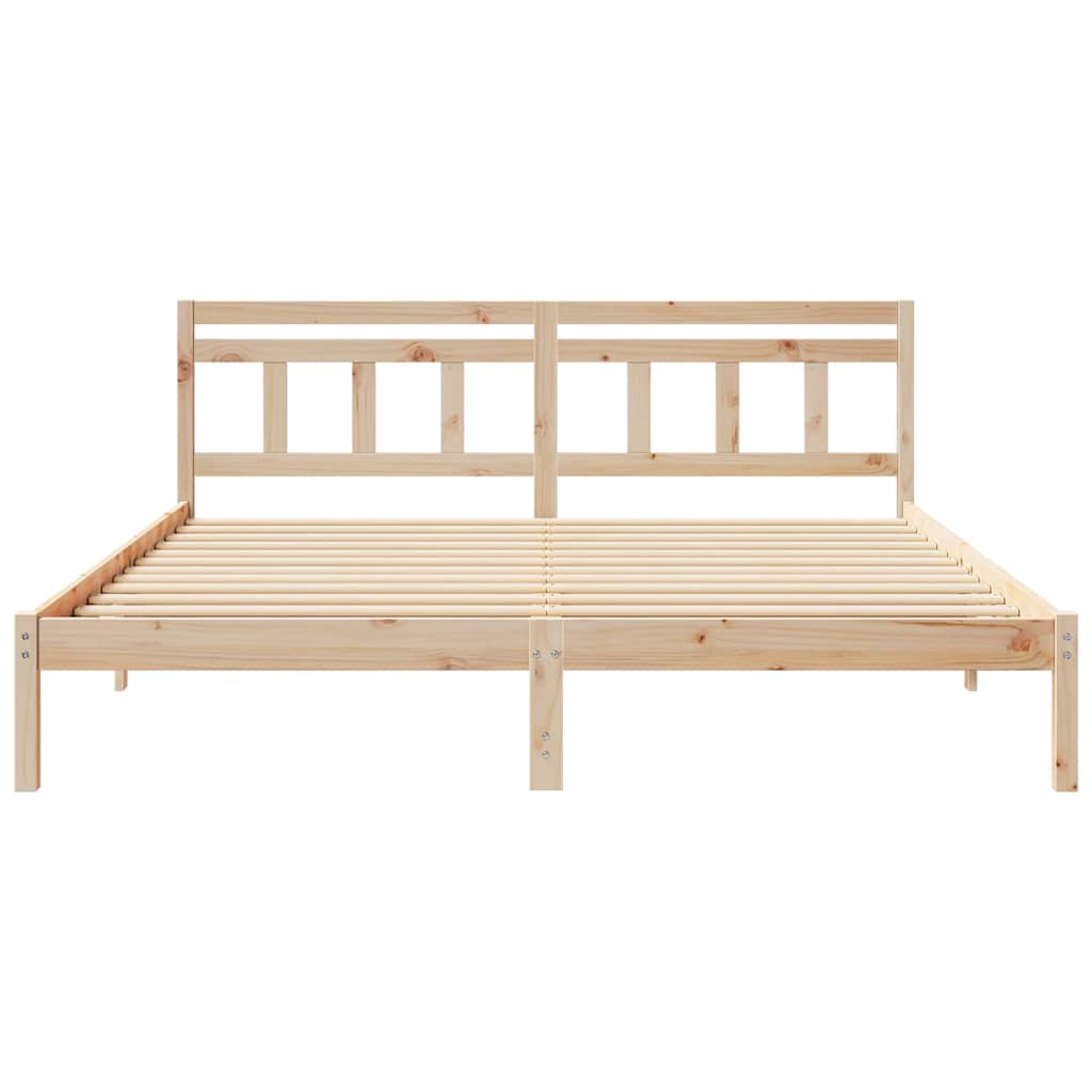 Krevetna konstrukcija Smeđa 200 x 200 cm Čvrsto borovo drvo Bež
