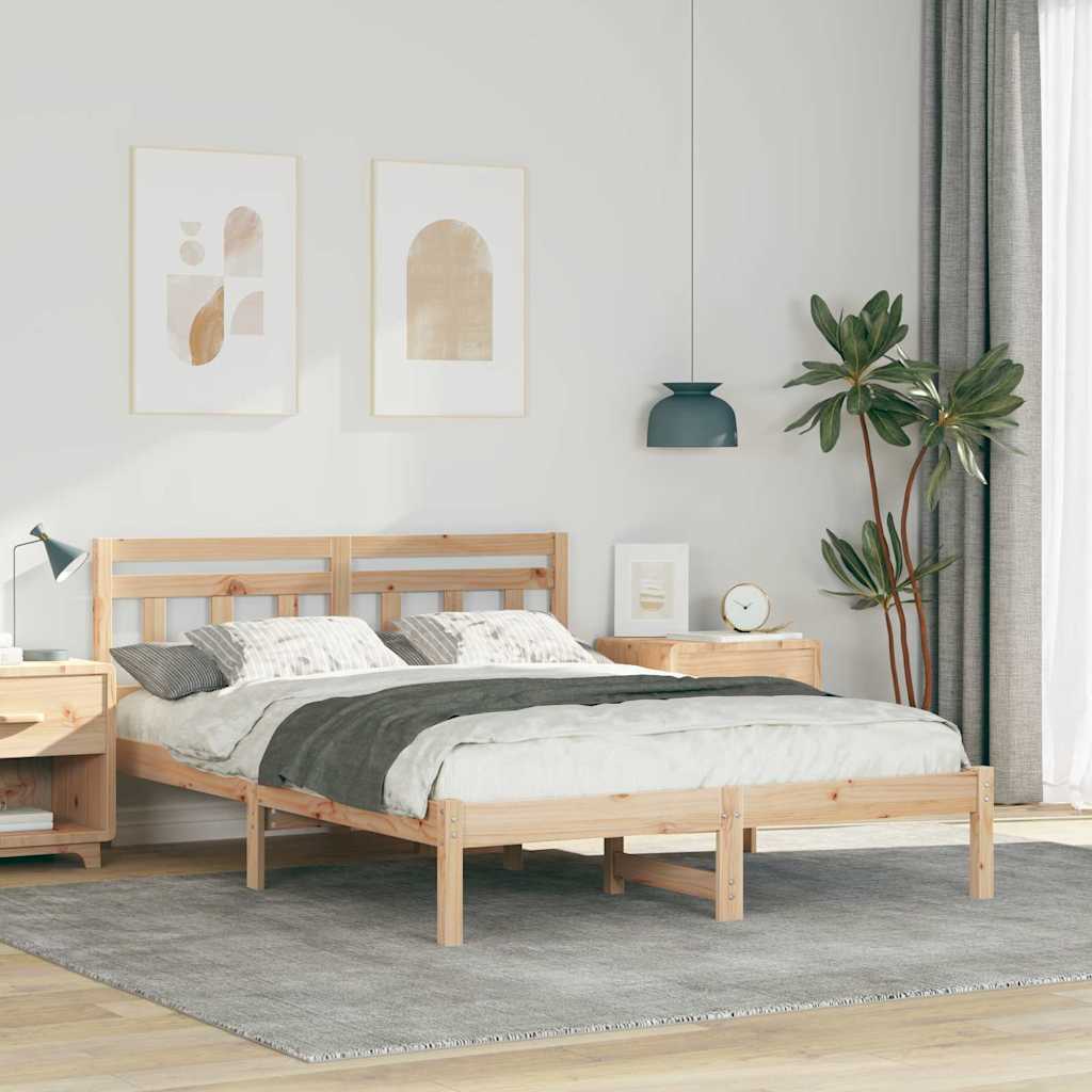 Krevetna konstrukcija Smeđa 120 x 190 cm Čvrsto borovo drvo Bež