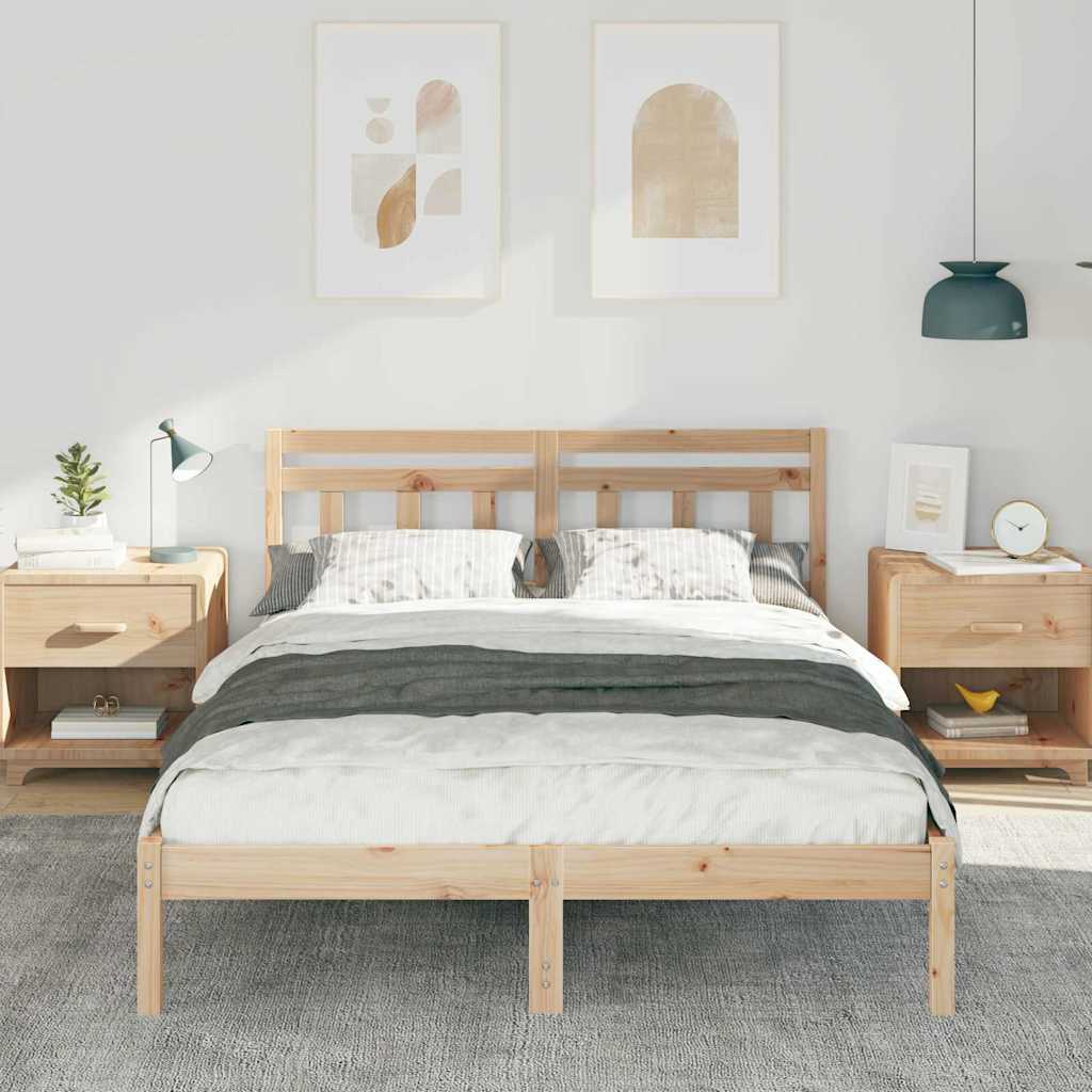 Krevetna konstrukcija Smeđa 120 x 190 cm Čvrsto borovo drvo Bež