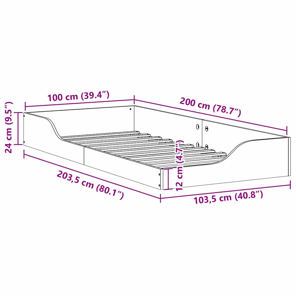 Krevetna konstrukcija Smeđa 100 x 200 cm Čvrsto borovo drvo Bež