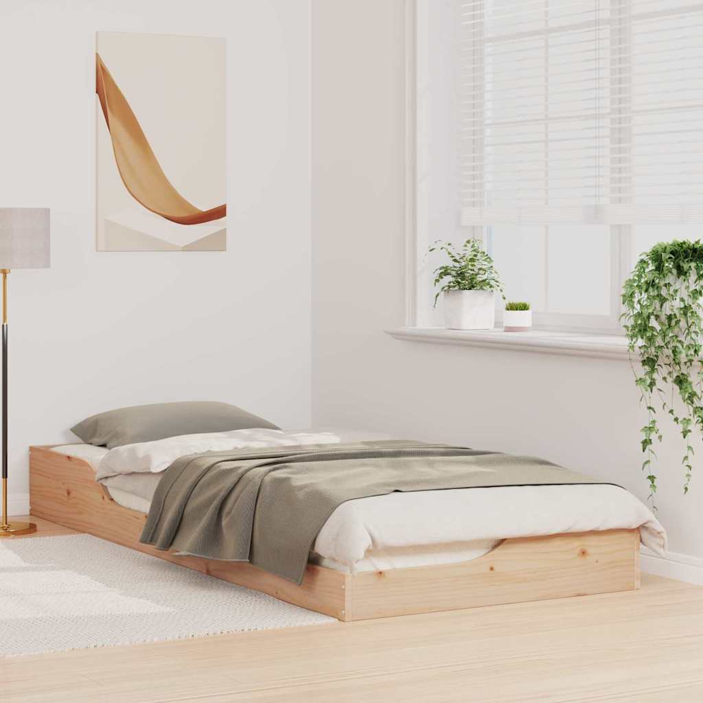 Krevetna konstrukcija Smeđa 90 x 220 cm Čvrsto borovo drvo Bež