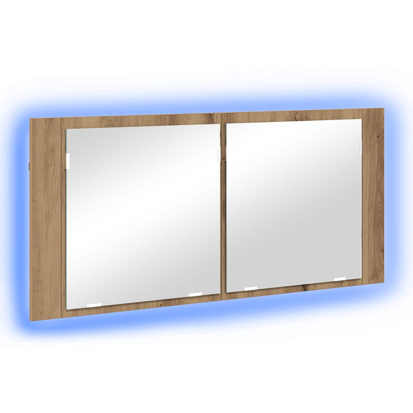 LED Ogledalo s Ormarom Zidne Umjetnički hrast 100 x 12 x 45 cm