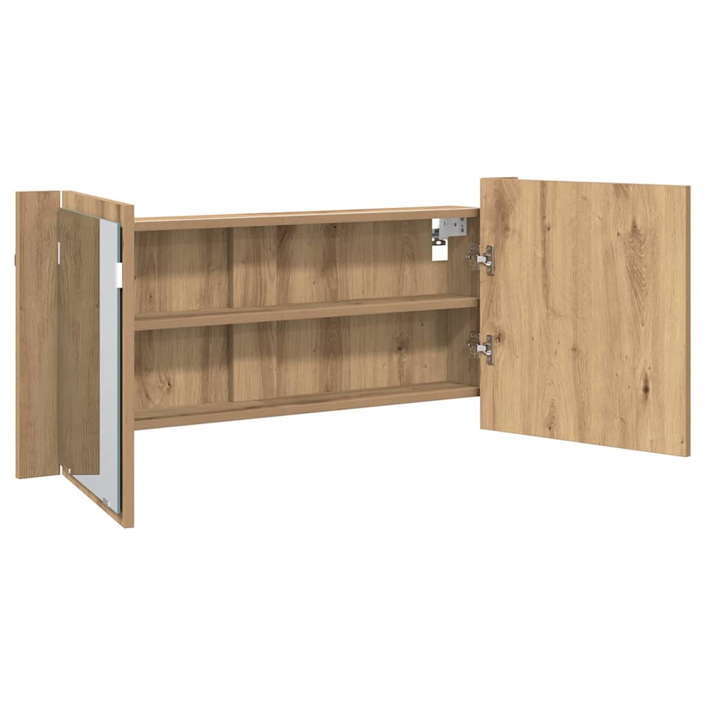 LED Ogledalo s Ormarom Zidne Umjetnički hrast 100 x 12 x 45 cm