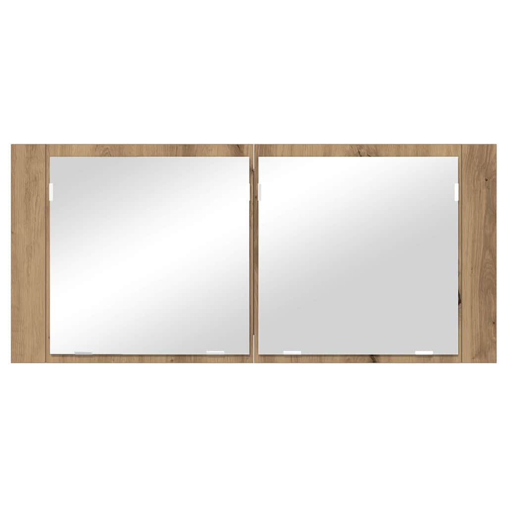 LED Ogledalo s Ormarom Zidne Umjetnički hrast 100 x 12 x 45 cm