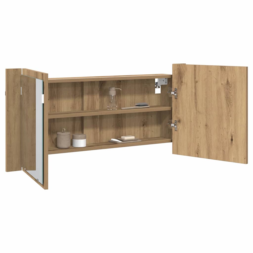 LED Ogledalo s Ormarom Zidne Umjetnički hrast 100 x 12 x 45 cm
