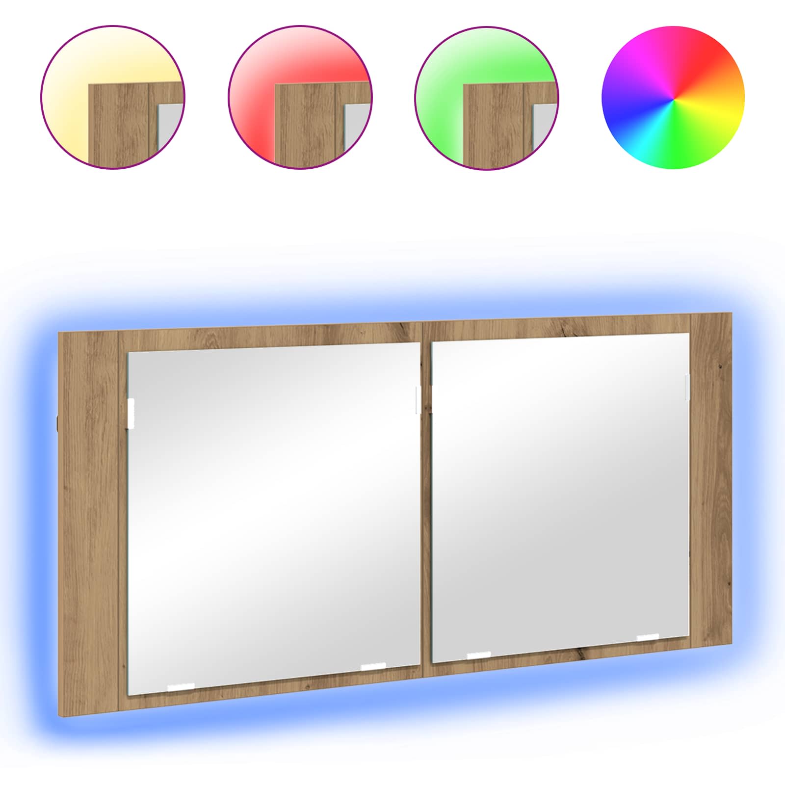 LED Ogledalo s Ormarom Zidne Umjetnički hrast 100 x 12 x 45 cm