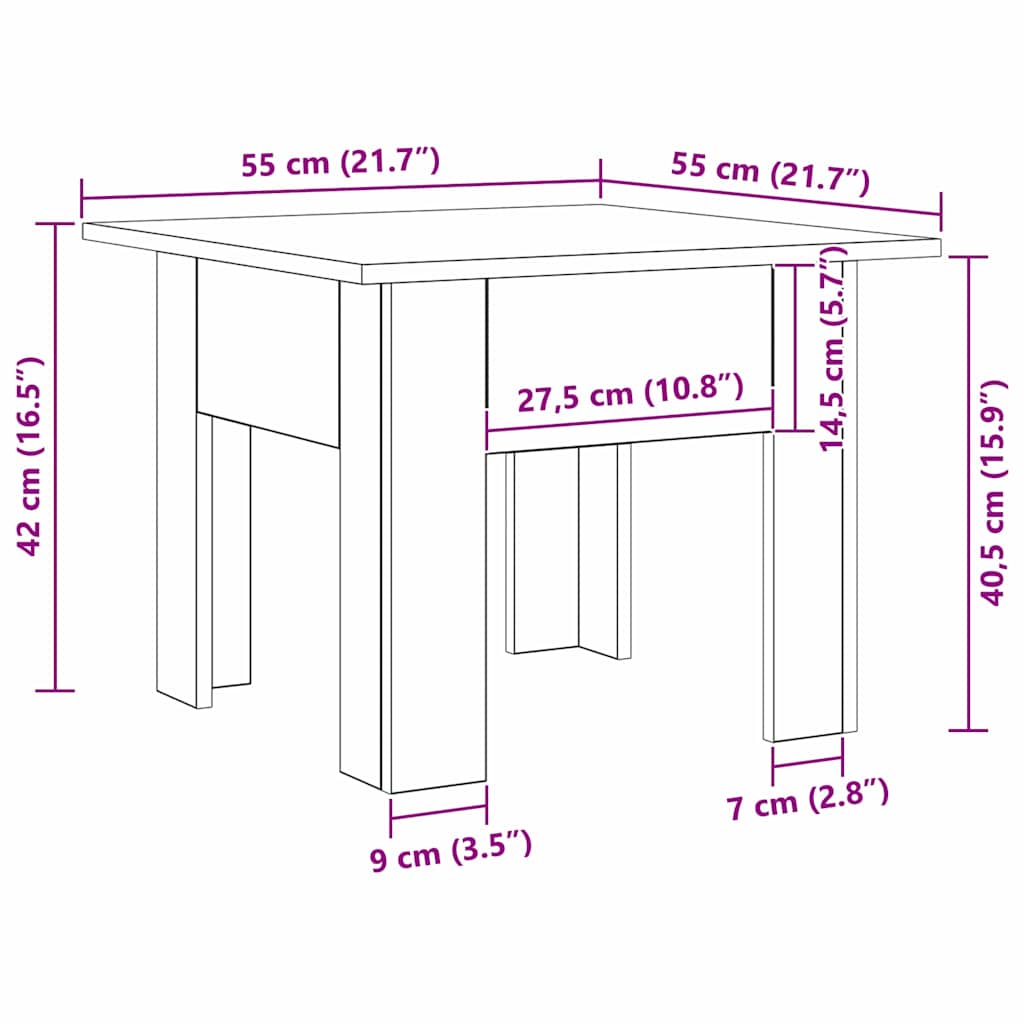 Kava Stol Staro drvo 55 x 55 x 42 cm Konstruirano drvo