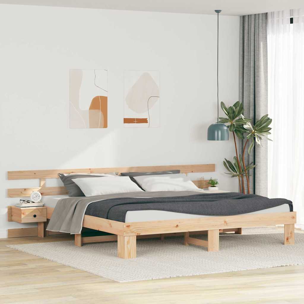 Krevetna konstrukcija Smeđa 200 x 200 cm Čvrsto borovo drvo Bež