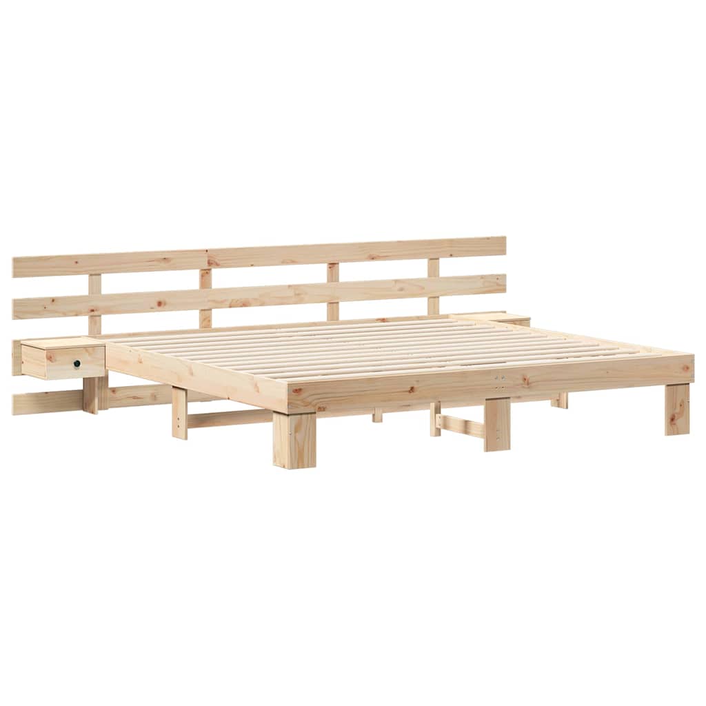 Krevetna konstrukcija Smeđa 200 x 200 cm Čvrsto borovo drvo Bež