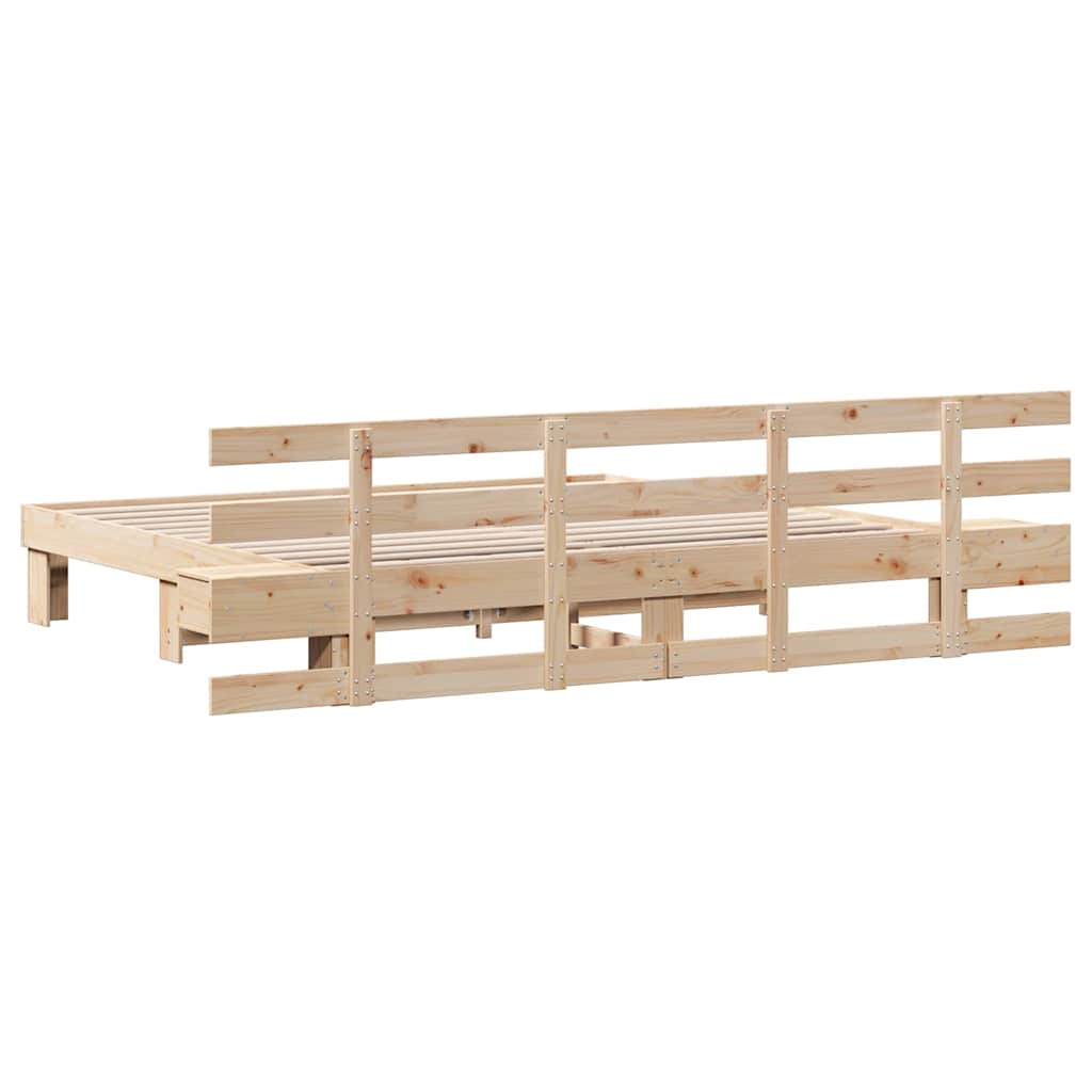 Krevetna konstrukcija Smeđa 200 x 200 cm Čvrsto borovo drvo Bež