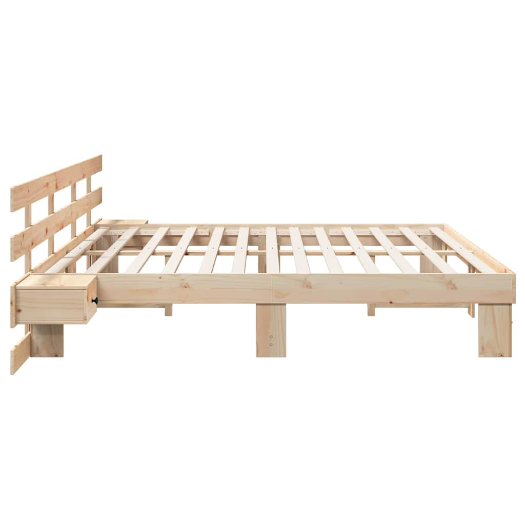 Krevetna konstrukcija Smeđa 200 x 200 cm Čvrsto borovo drvo Bež