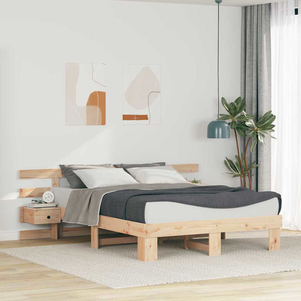 Krevetna konstrukcija Smeđa 160 x 200 cm Čvrsto borovo drvo Bež