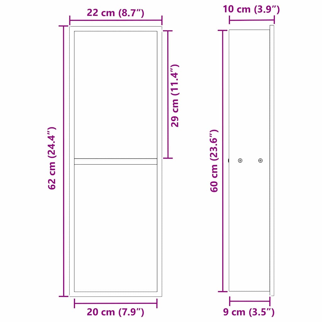 Ničica za tuš Crna 60 x 20 x 9,5 cm Nehrđajući čelik