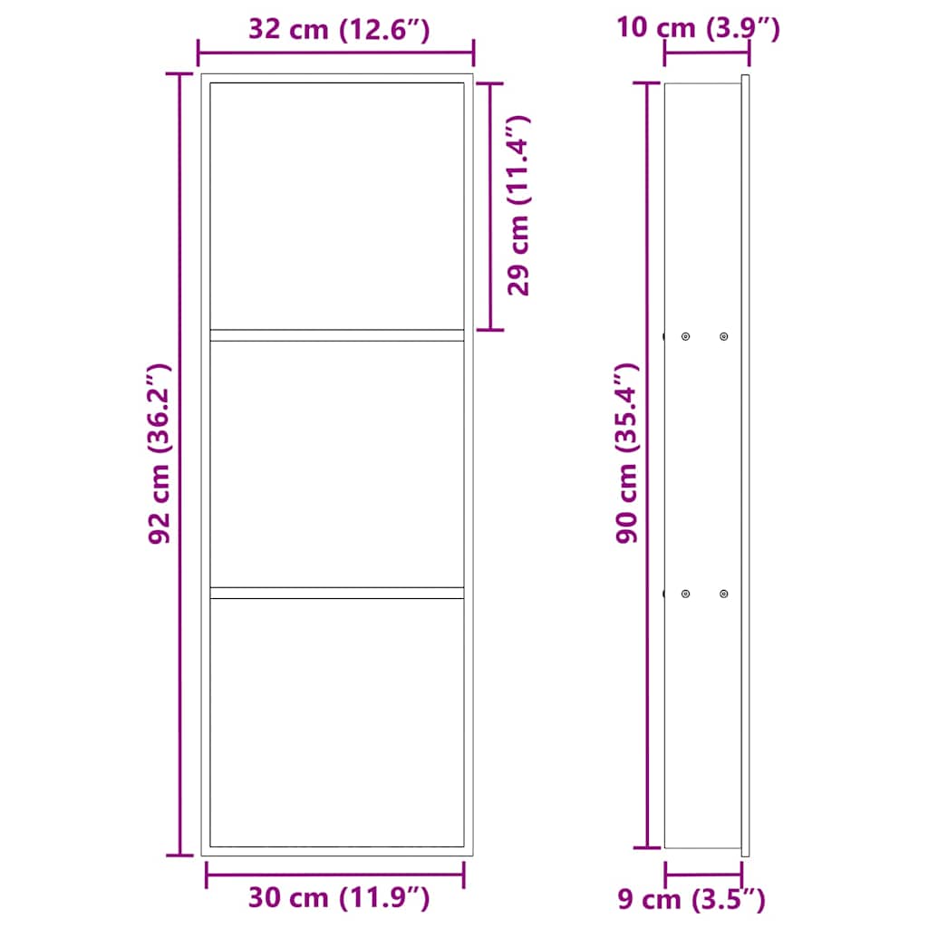 Ničica za tuš Bijeli 90 x 30 x 9,5 cm Nehrđajući čelik