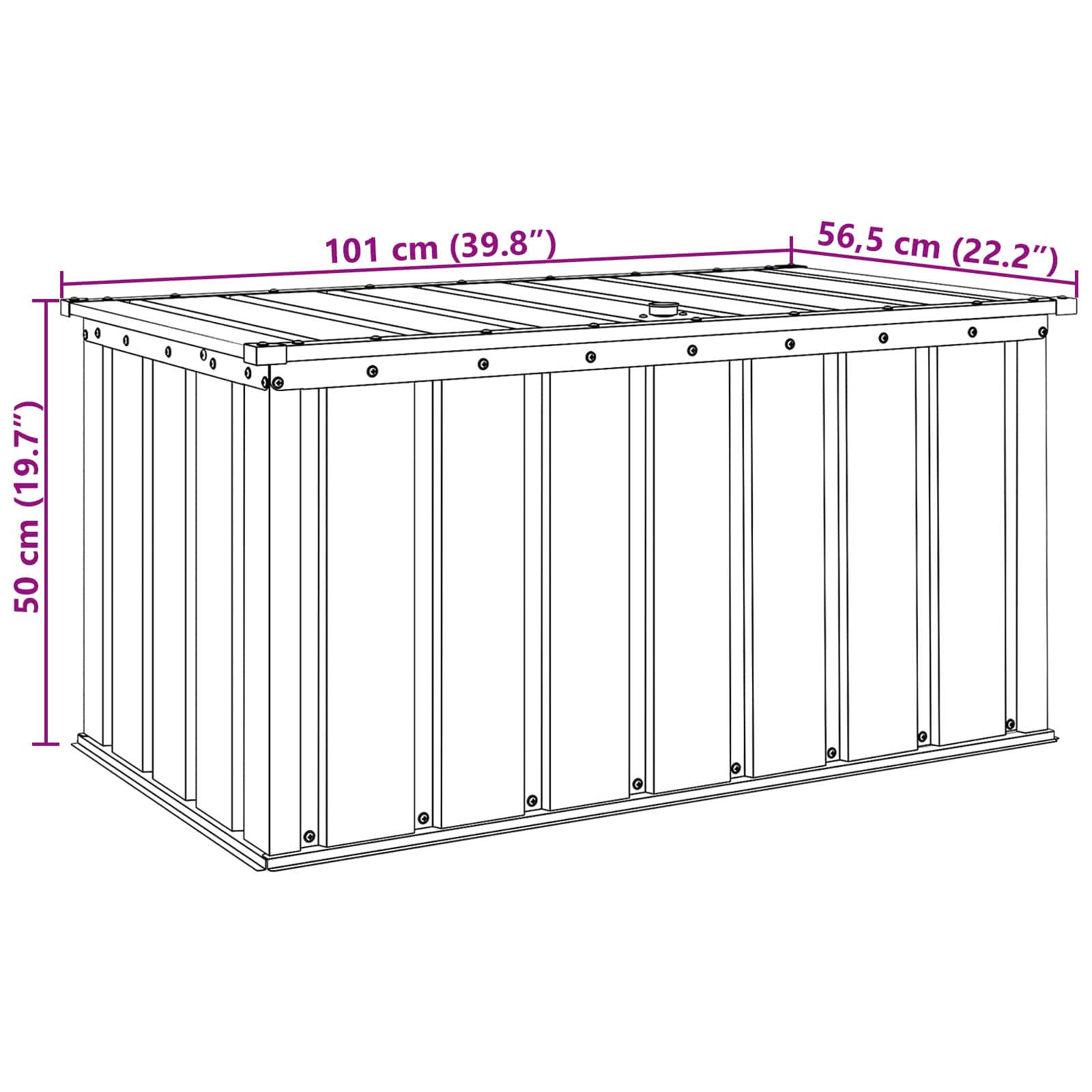 Kutija za spremanje u vrtu Crna 101 x 56,5 x 50 cm Čelik