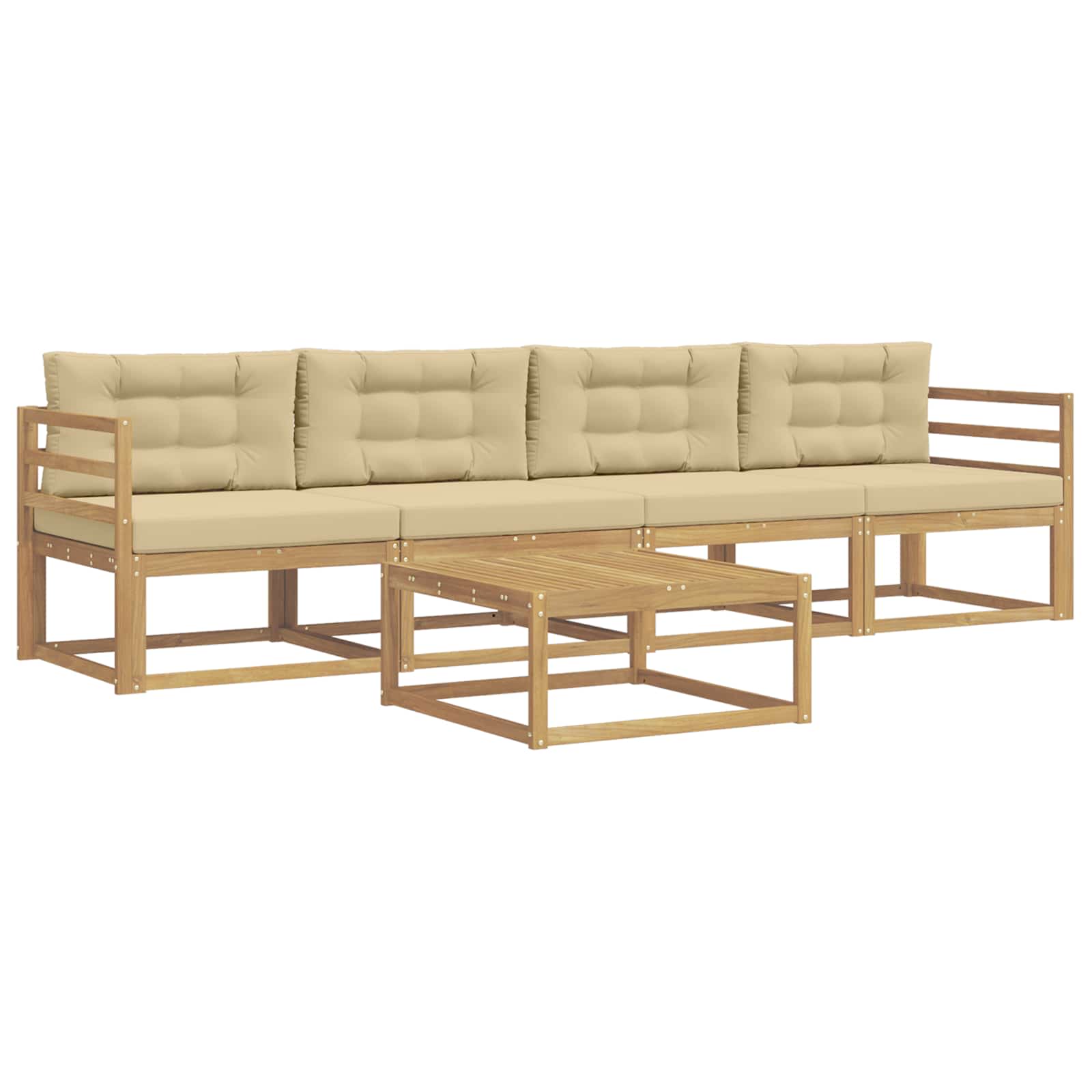 Set vanjskih sofa s jastukom 4 pcs Bijela i bež