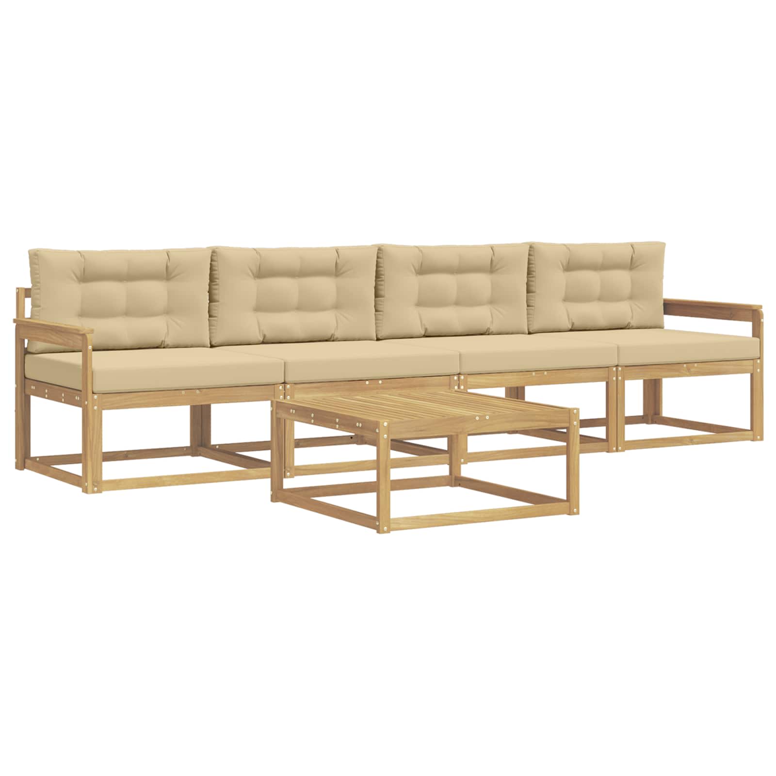 Set vanjskih sofa s jastukom 4 pcs Bijela i bež