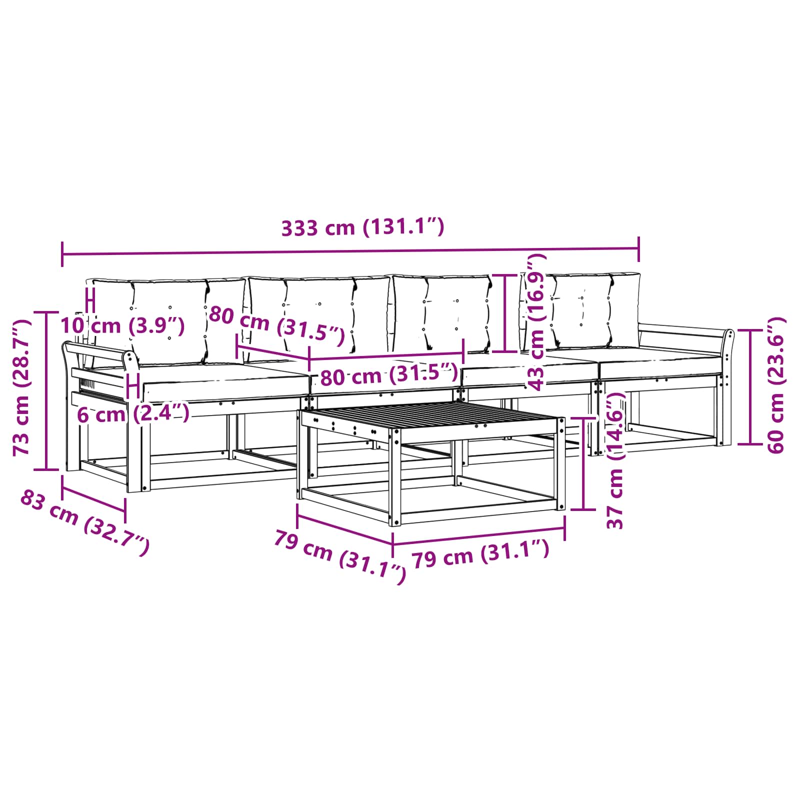 Set vanjskih sofa s jastukom 4 pcs Bijela i antracit