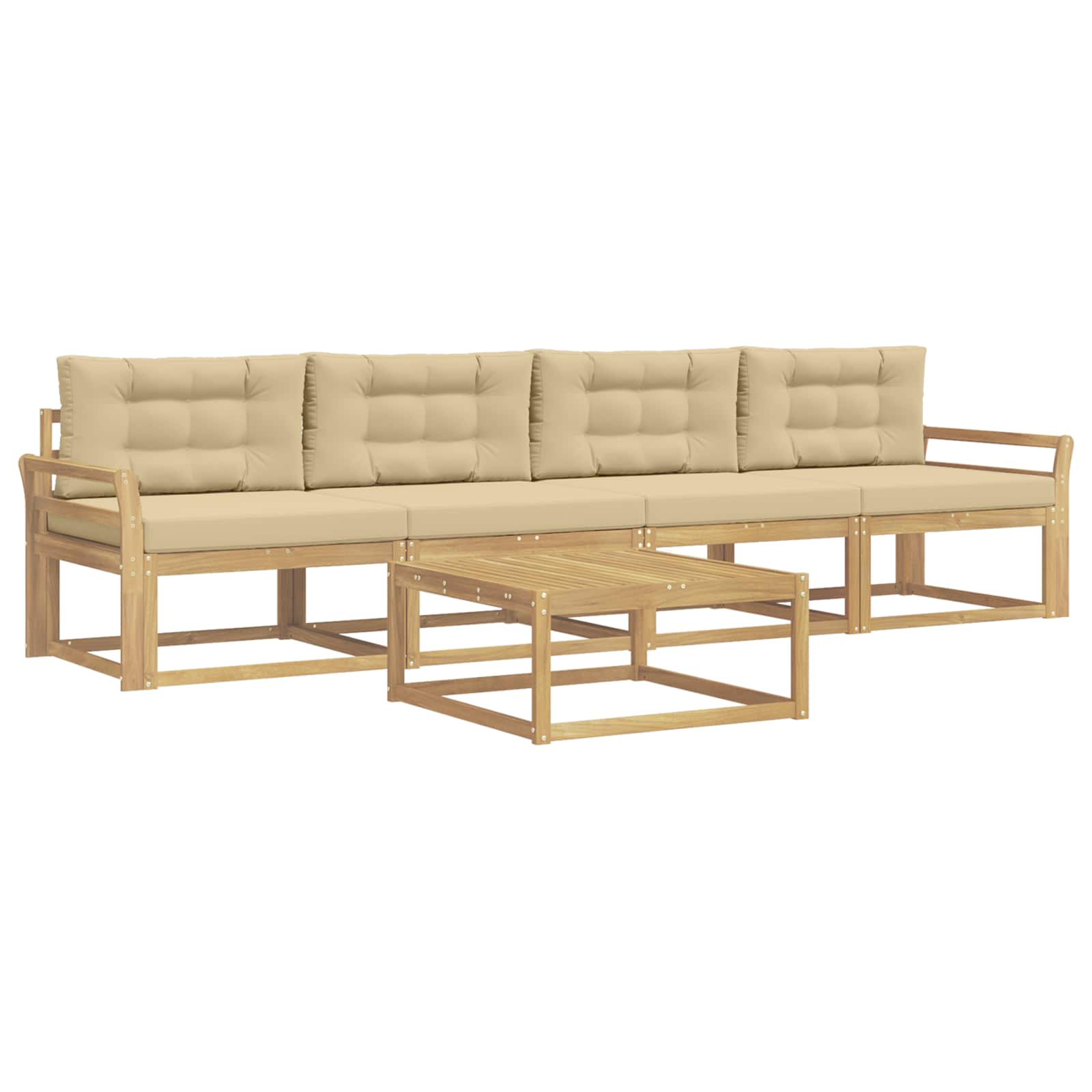 Set vanjskih sofa s jastukom 4 pcs Bijela i bež
