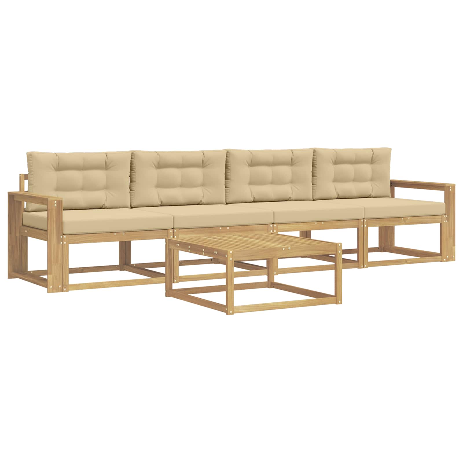 Set vanjskih sofa s jastukom 4 pcs Bijela i bež