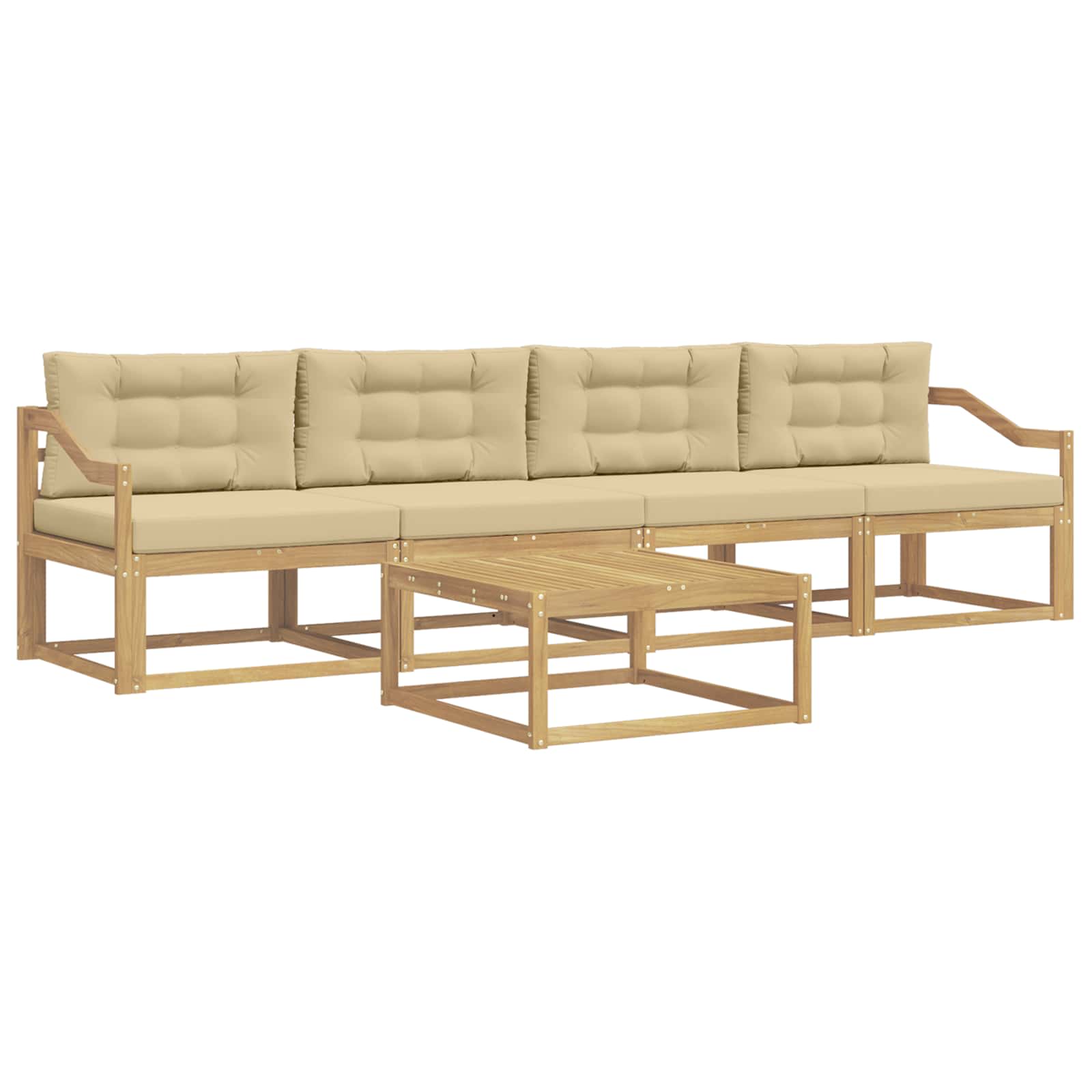 Set vanjskih sofa s jastukom 4 pcs Bijela i bež
