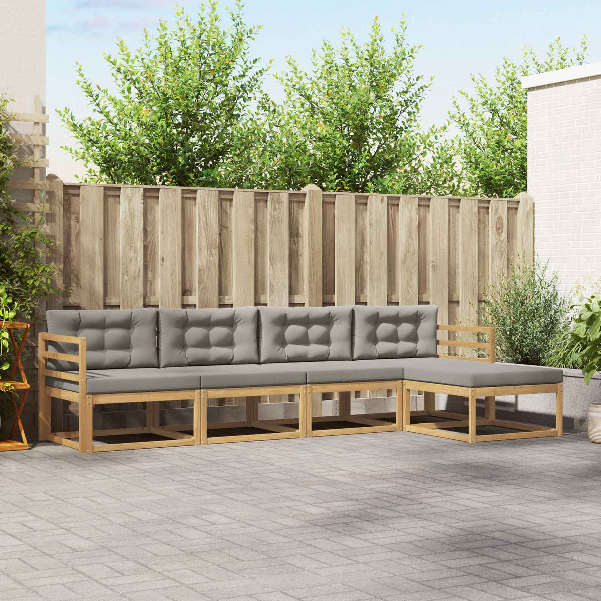 Set vanjskih sofa 4 kom. Bijela i svjetlosiva Poliester Smeđa 325 x 162,5 x 73 cm