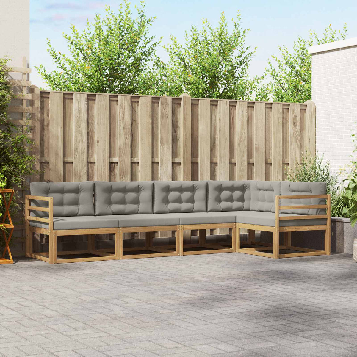 Set vanjskih sofa 4 kom. Bijela i svjetlosiva Poliester Smeđa 325 x 166,5 x 73 cm
