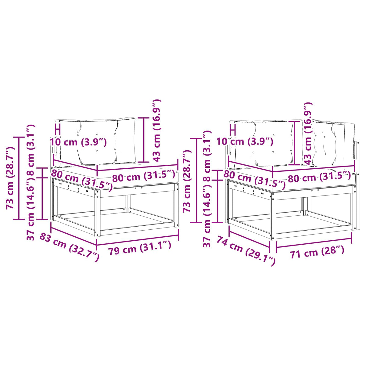 Set vanjskih sofa 4 kom. Bijela i svjetlosiva Poliester Smeđa 327 x 168,5 x 73 cm