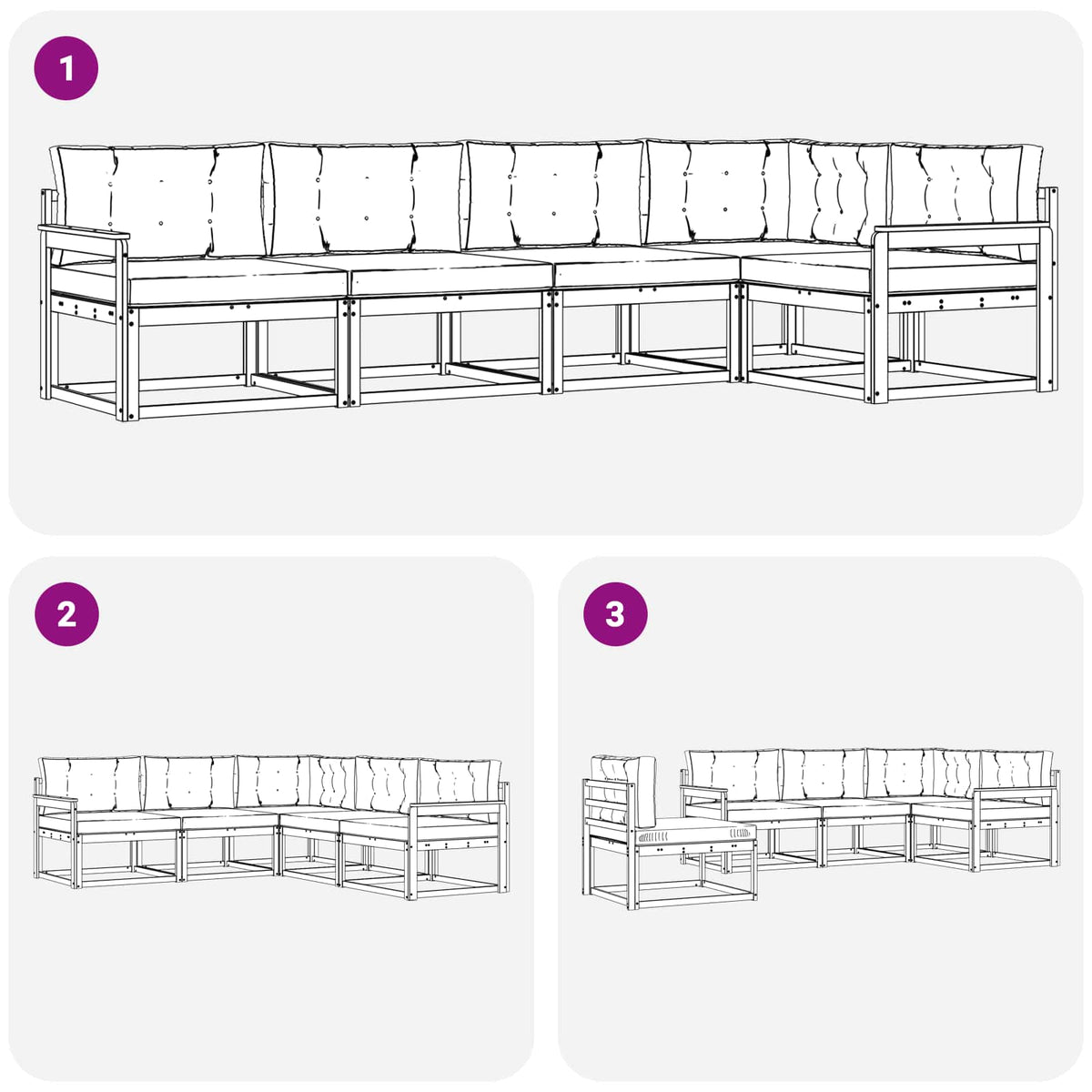 Set vanjskih sofa 4 kom. Bijela i svjetlosiva Poliester Smeđa 327 x 168,5 x 73 cm