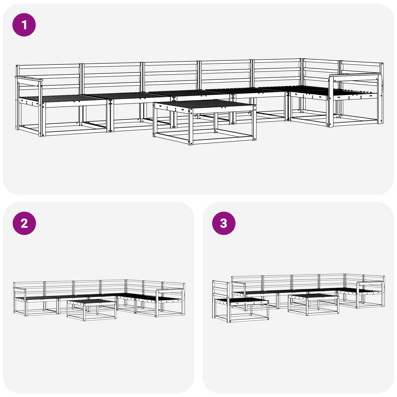 Set vanjskih sofa 7 pcs Bijela 79 x 79 x 37 cm