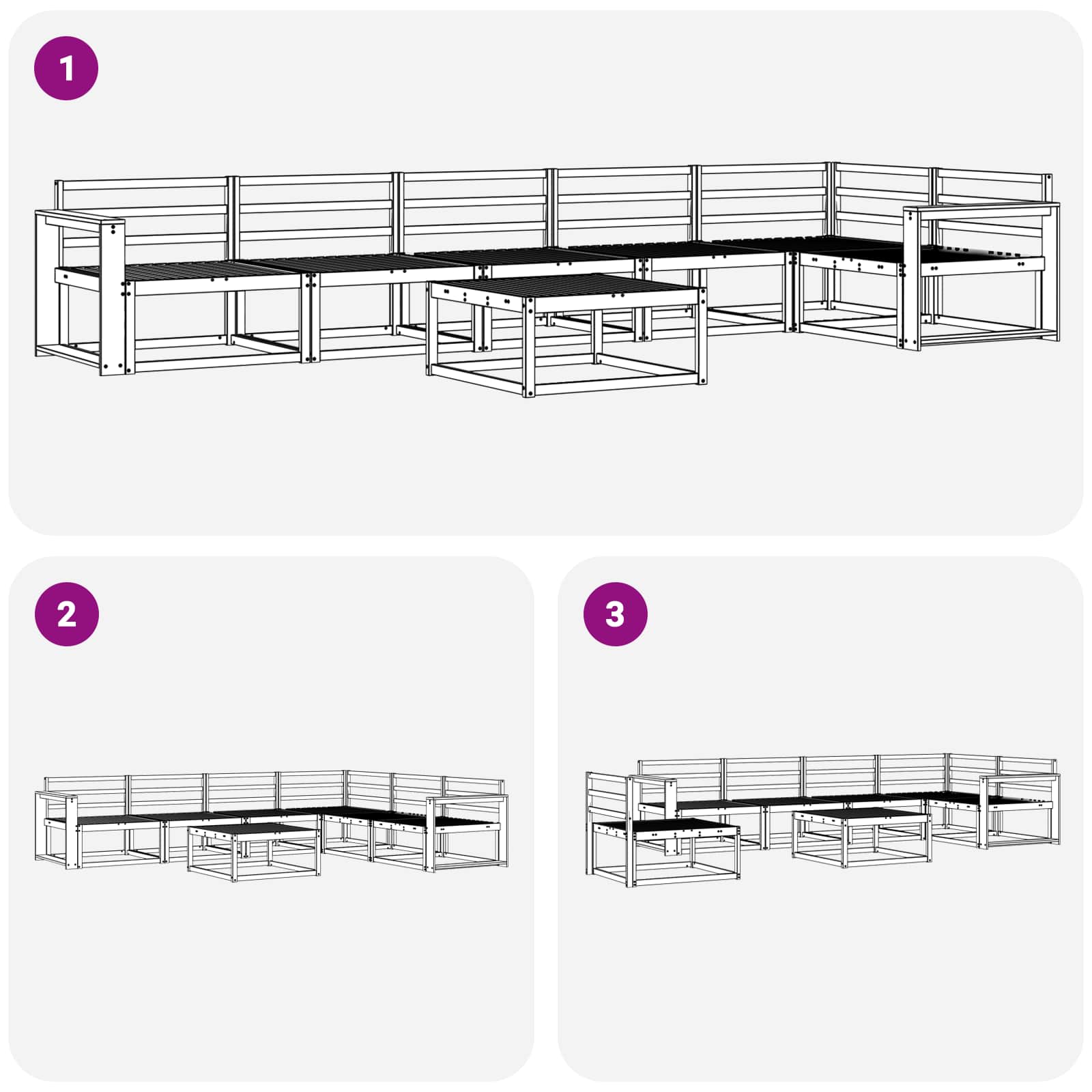 Set vanjskih sofa 7 pcs Bijela 79 x 79 x 37 cm