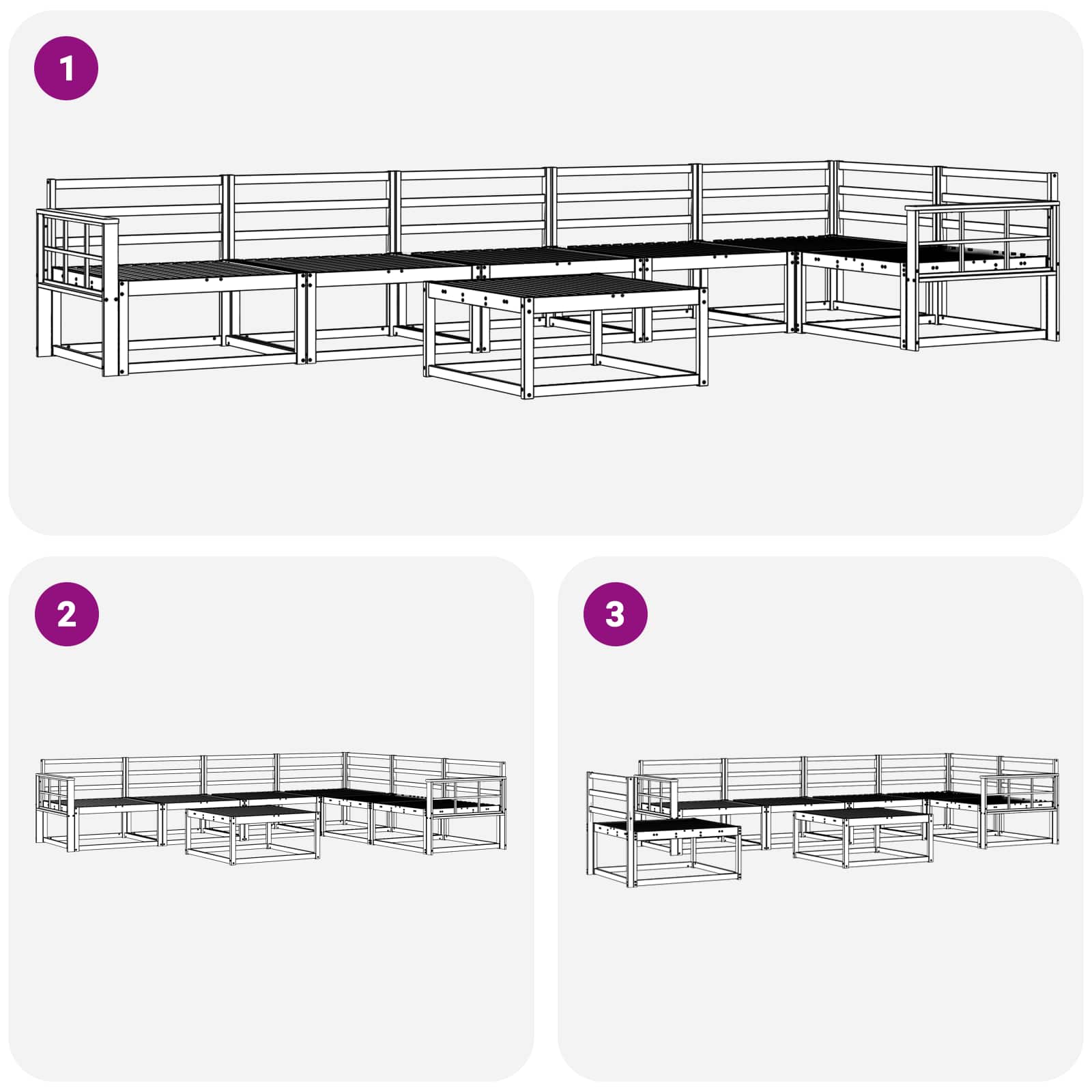Set vanjskih sofa 7 pcs Bijela 79 x 79 x 37 cm