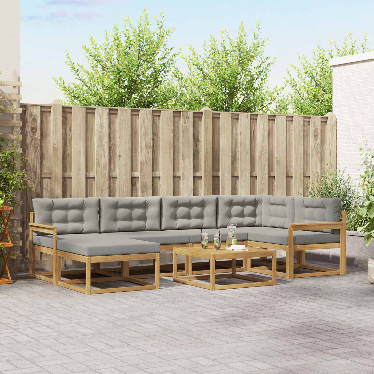 Set vanjskih sofa 7 kom. Bijela i svjetlosiva 79 x 79 x 37 cm