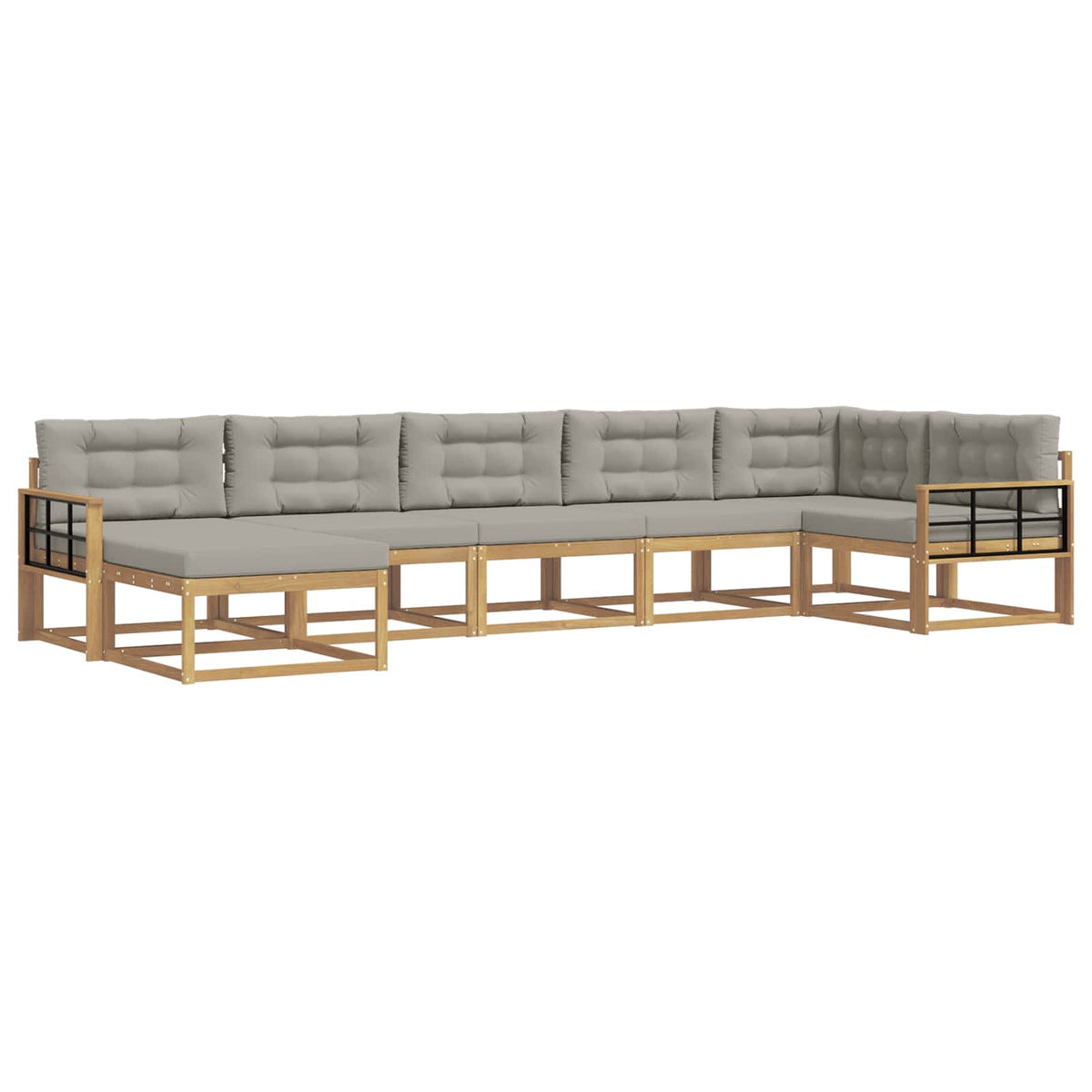 Set vanjskih sofa 7 kom. Bijela i svjetlosiva Smeđa 406 x 168,5 x 73 cm