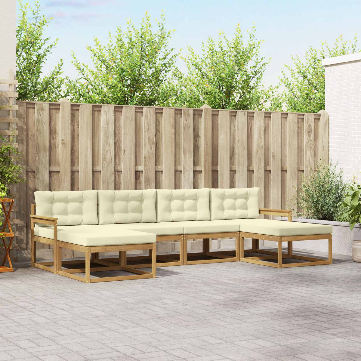 Set vanjskih sofa 6 kom. Bijela i krem Smeđa 329 x 162,5 x 73 cm