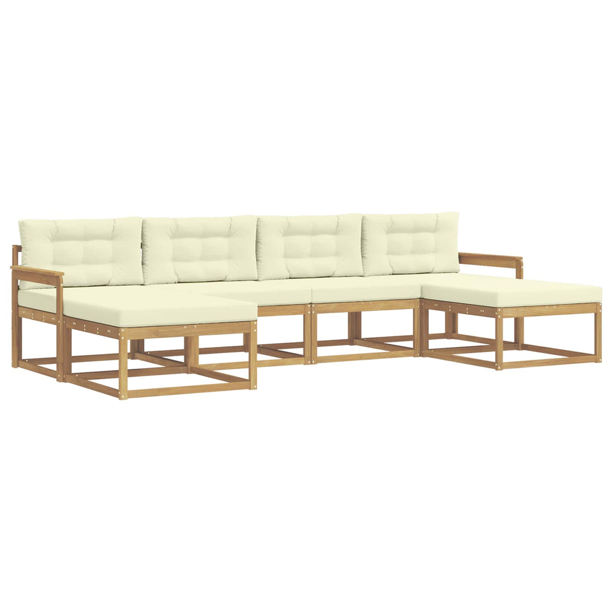 Set vanjskih sofa 6 kom. Bijela i krem Smeđa 329 x 162,5 x 73 cm