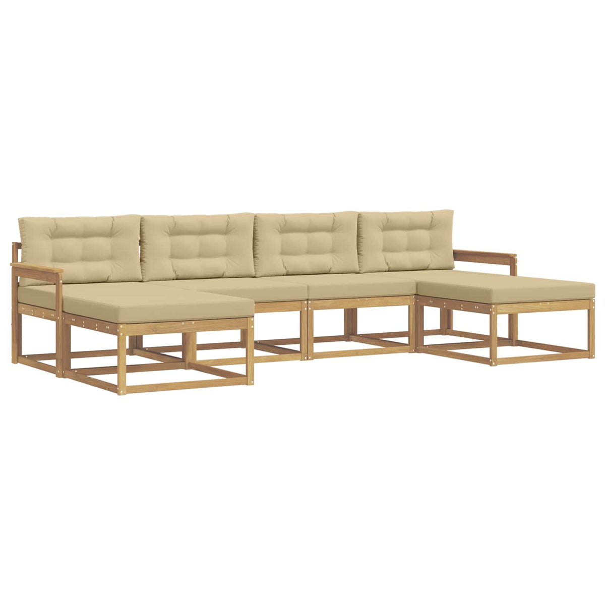 Set vanjskih sofa 6 kom. Bijela i bež Smeđa 329 x 162,5 x 73 cm
