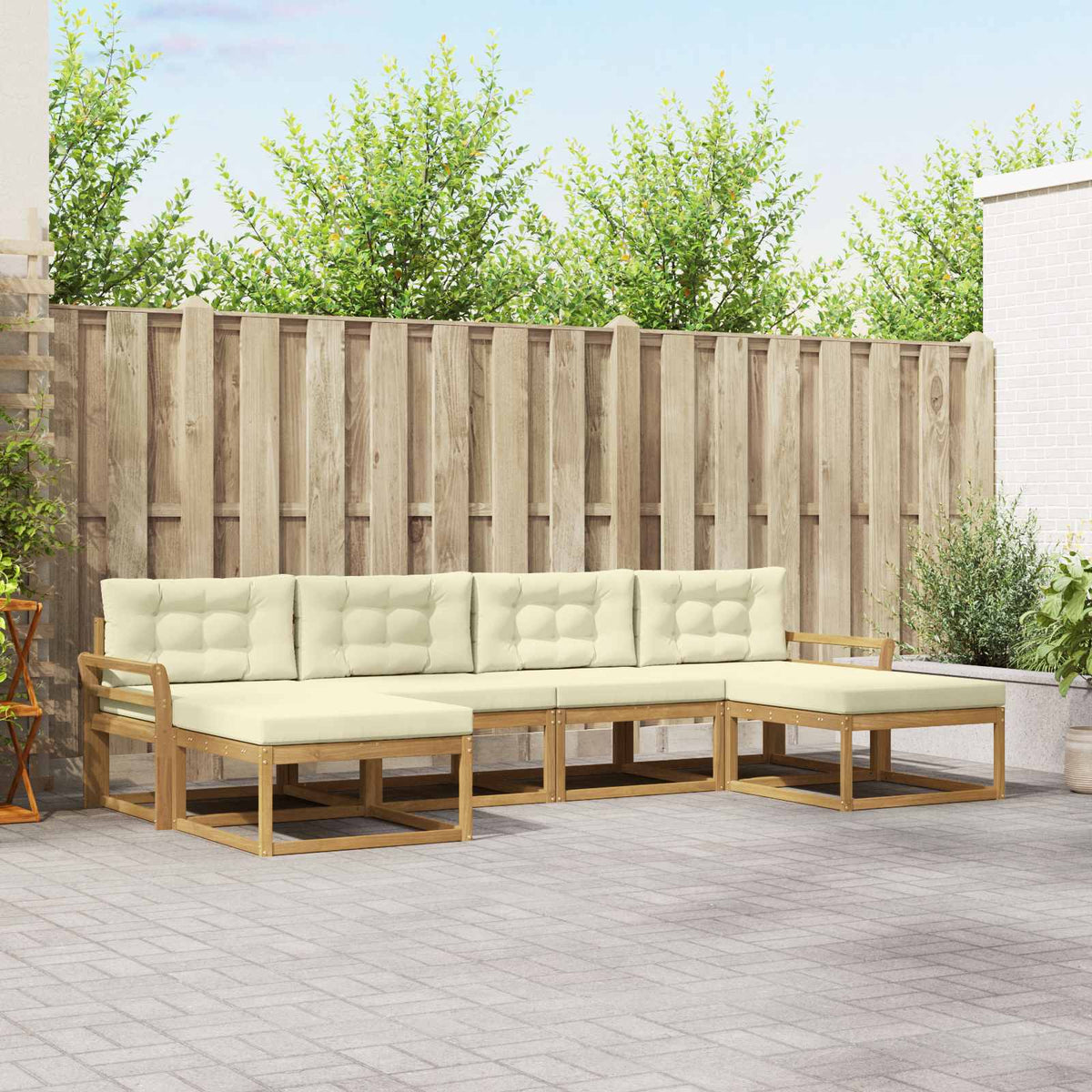 Set vanjskih sofa 6 kom. Bijela i krem Smeđa 333 x 162,5 x 73 cm